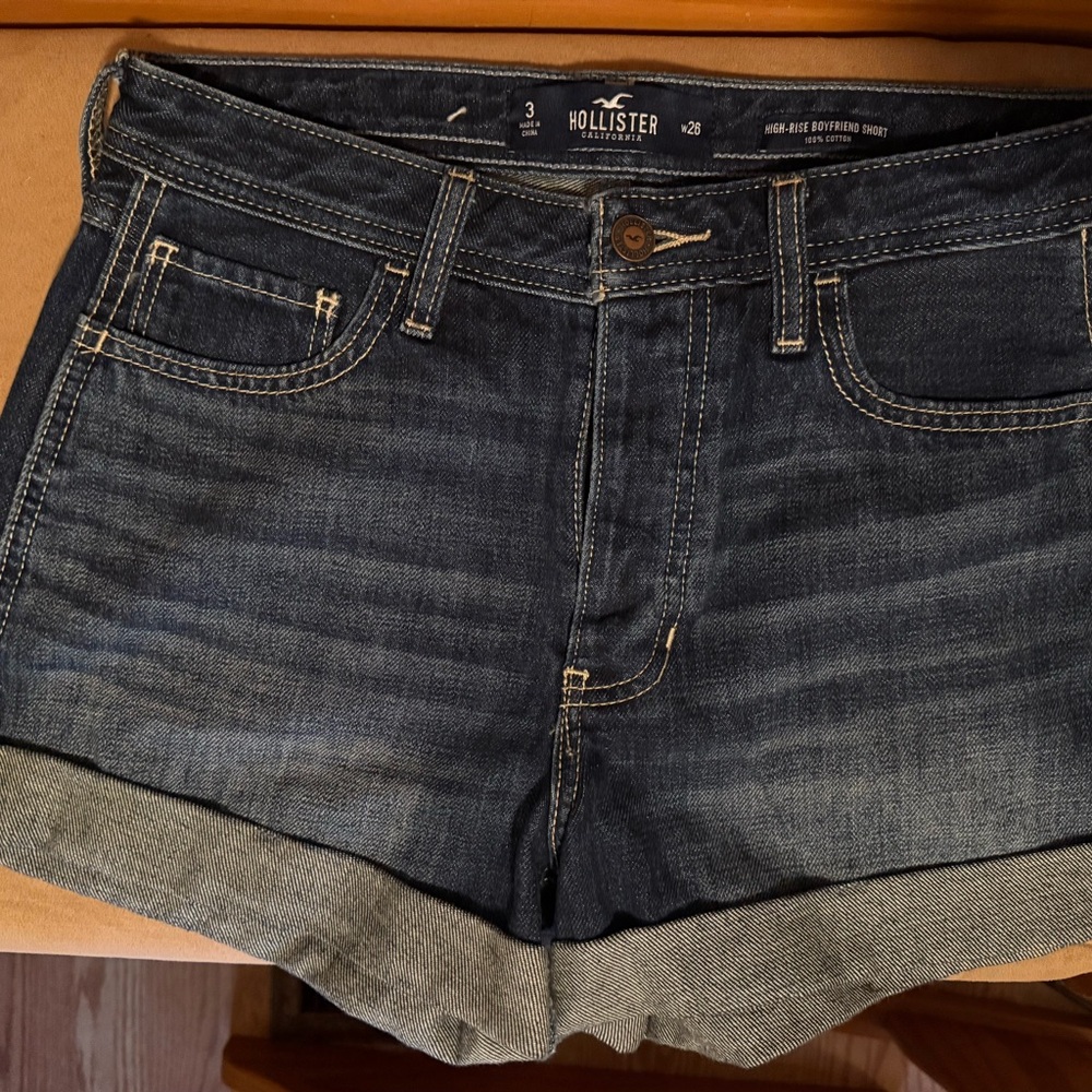 Hollister Women's Dark Blue Jean Shorts